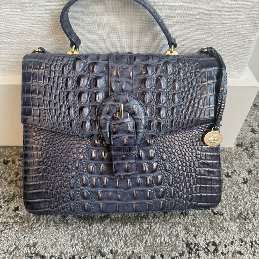 Brahmin Gabriella Satchel Deep Navy